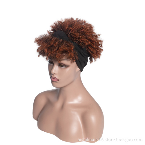 Aishili wholesale wig with headband attached Afro curly headband wigs for black women